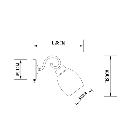 Схема с размерами Arte Lamp A4505AP-1BK