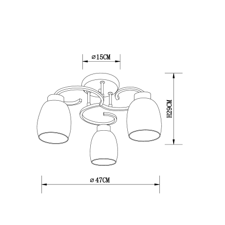 Схема с размерами Arte Lamp A4505PL-3BK