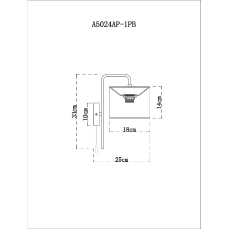 Схема с размерами Arte Lamp A5024AP-1PB