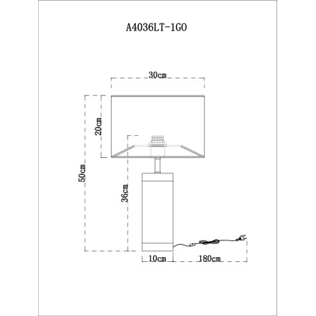 Схема с размерами Arte Lamp A4036LT-1GO