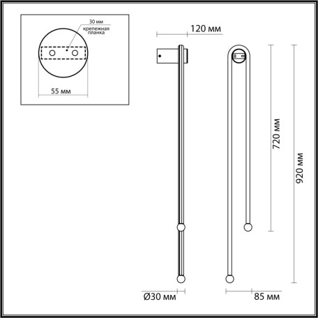 Схема с размерами Odeon Light 6633/18WL