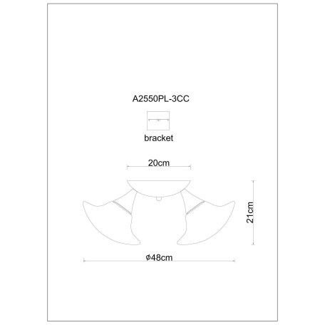 Схема с размерами Arte Lamp A2550PL-3CC