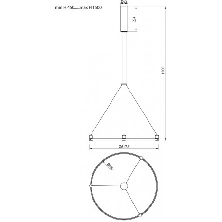 Схема с размерами Donolux DL20221D600 Black