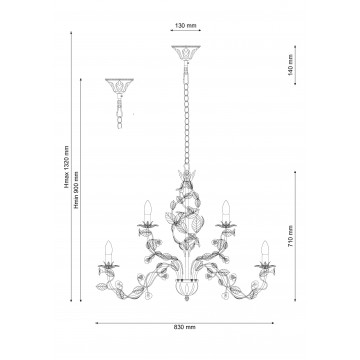 Схема с размерами Lucia Tucci Fiori di rose 185.10.5