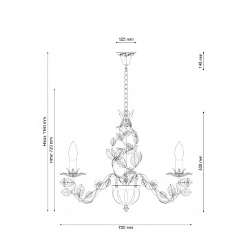 Схема с размерами Lucia Tucci Fiori di rose 185.8