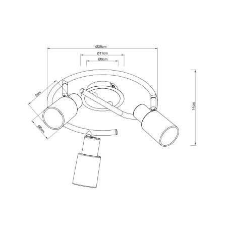 Схема с размерами Arte Lamp A4510PL-3SS