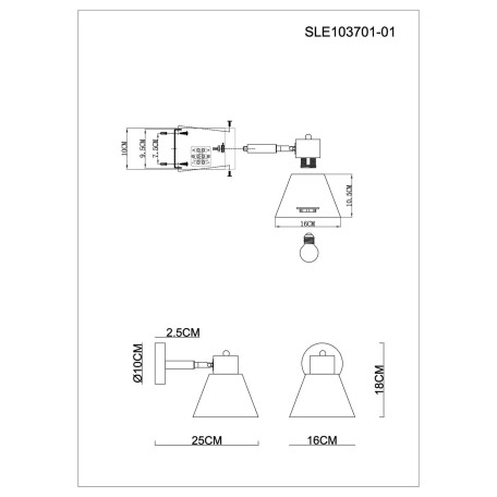 Схема с размерами Evoluce SLE103701-01