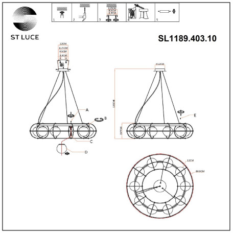 Схема с размерами ST Luce SL1189.403.10