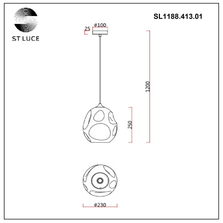 Схема с размерами ST Luce SL1188.413.01