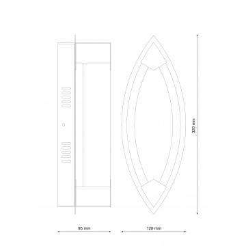 Схема с размерами Lucia Tucci MODENA W172.1 Small LED320