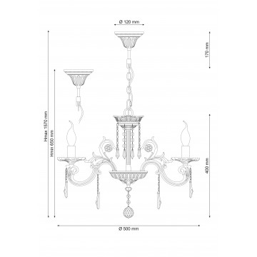 Схема с размерами Lucia Tucci NAPOLI 148.5 white antique