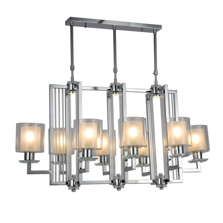 Подвесная люстра Lumina Deco Manhattan LDP 8012-8P CHR, 8xE27x40W, хром, белый с прозрачным, прозрачный с белым, металл со стеклом, стекло