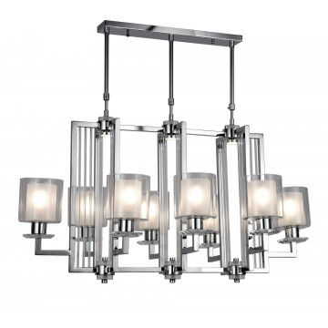 Подвесная люстра Lumina Deco Manhattan LDP 8012-8P CHR, 8xE27x40W, хром, белый с прозрачным, прозрачный с белым, металл со стеклом, стекло - миниатюра 2