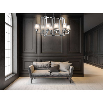 Подвесная люстра Lumina Deco Manhattan LDP 8012-8P CHR, 8xE27x40W, хром, белый с прозрачным, прозрачный с белым, металл со стеклом, стекло - миниатюра 3