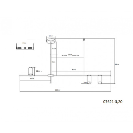 Схема с размерами Kink Light 07621-3,20