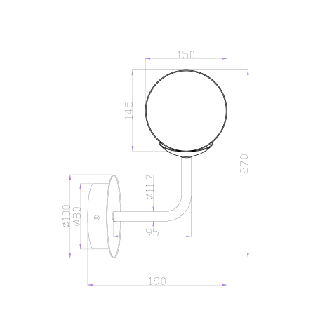 Схема с размерами Maytoni MOD221-WL-01-N