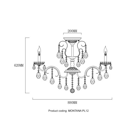 Схема с размерами Crystal Lux 2510/112