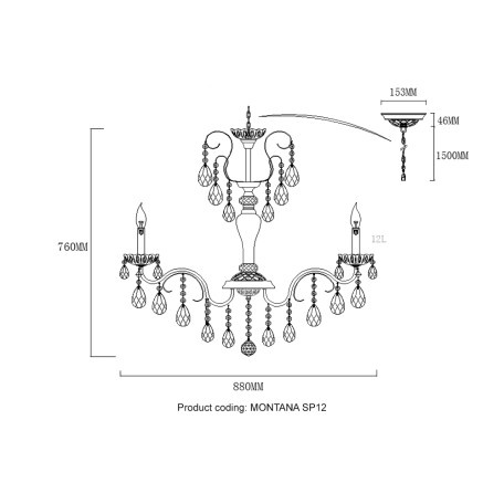 Схема с размерами Crystal Lux 2510/312