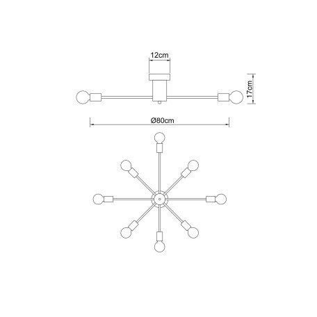 Схема с размерами Arte Lamp A6702PL-8WH