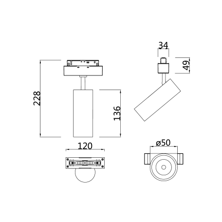 Схема с размерами Maytoni TR019-2-10W4K-B