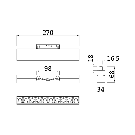 Схема с размерами Maytoni TR014-2-20W4K-B