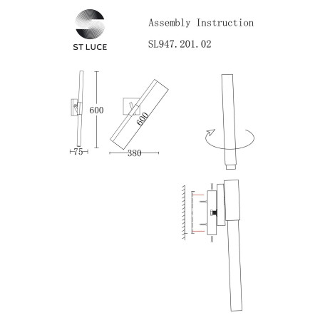 Схема с размерами ST Luce SL947.201.02