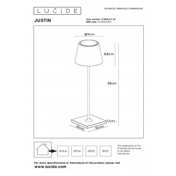 Схема с размерами Lucide 27888/04/30