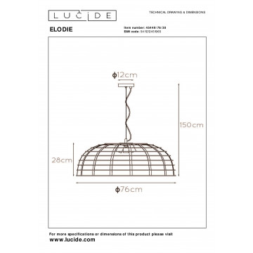 Схема с размерами Lucide 45449/76/30