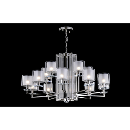 Подвесная люстра Crystal Lux NICOLAS SP-PL10+5 NICKEL/WHITE 3400/315, 15xE14x60W