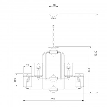 Схема с размерами Eurosvet 60040/9 античная бронза