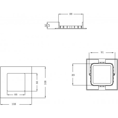 Схема с размерами Donolux DL18451/4W White SQ Dim