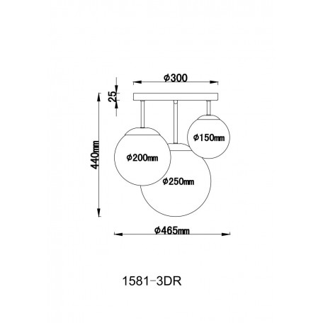 Схема с размерами Globo 1581-3DR