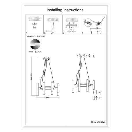 Схема с размерами ST Luce SL1236.203.06