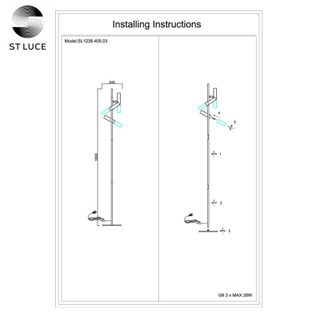 Схема с размерами ST Luce SL1236.405.03
