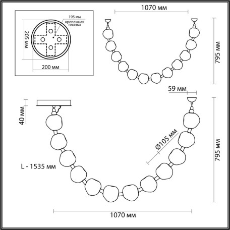 Схема с размерами Odeon Light 5085/48L