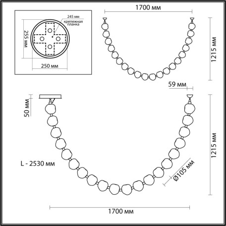 Схема с размерами Odeon Light 5085/80L