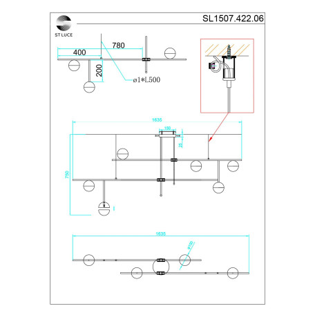 Схема с размерами ST Luce SL1507.422.06