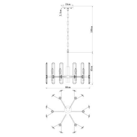 Схема с размерами Divinare 7136/18 LM-6