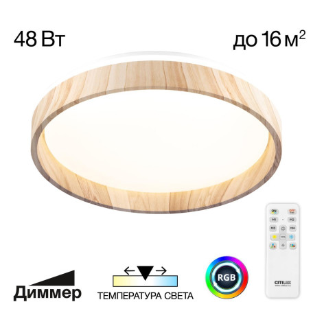 Потолочный светодиодный светильник Citilux Enzo CL753352G, LED 48W 3000-5500K 4100lm