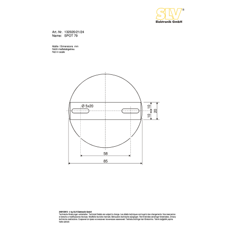 Схема с размерами SLV 132024 SALE