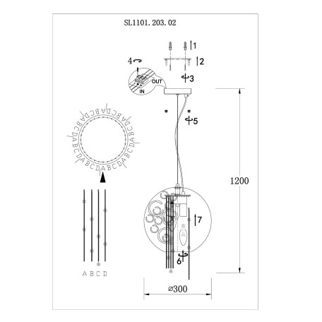 Схема с размерами ST Luce SL1101.203.02