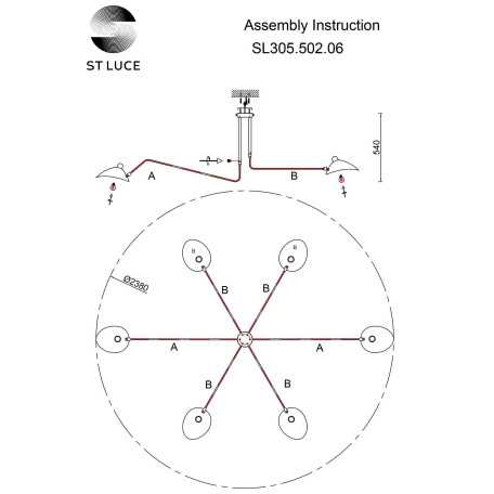 Схема с размерами ST Luce SL305.502.06