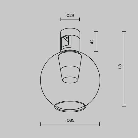 Схема с размерами Maytoni TR148-1-3W3K-BS