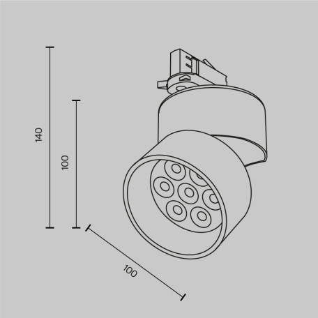 Схема с размерами Maytoni TR199-3-15W2.7K-M-B