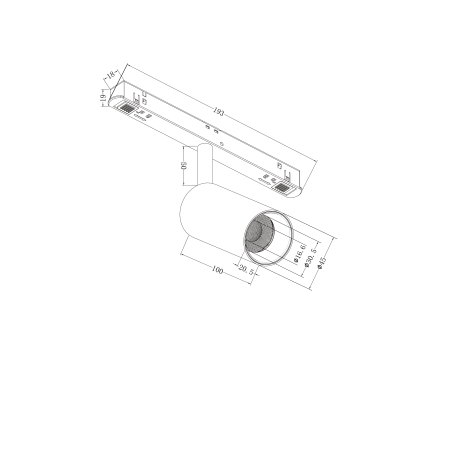 Схема с размерами Maytoni TR032-2-5W4K-W-B