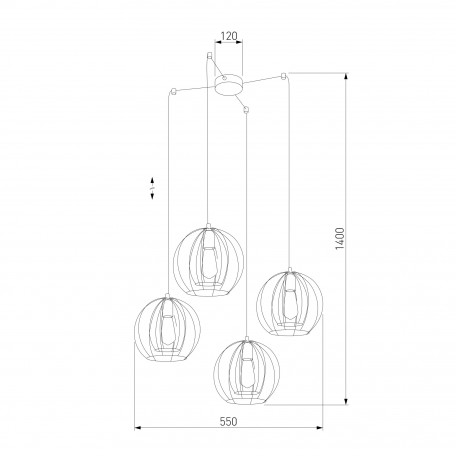 Схема с размерами TK Lighting 6598 Jaula