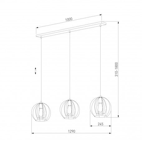 Схема с размерами TK Lighting 6599 Jaula