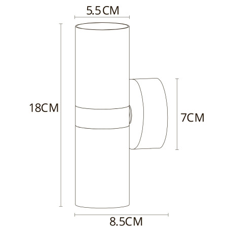 Схема с размерами Arte Lamp A3143AP-2BK