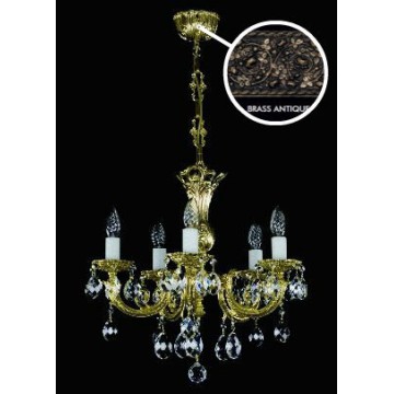 Подвесная люстра Artglass ANASTASIA V. BRASS ANTIQUE CE, 5xE14x40W