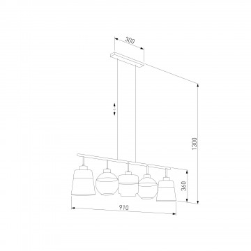 Схема с размерами TK Lighting 2382 Amber